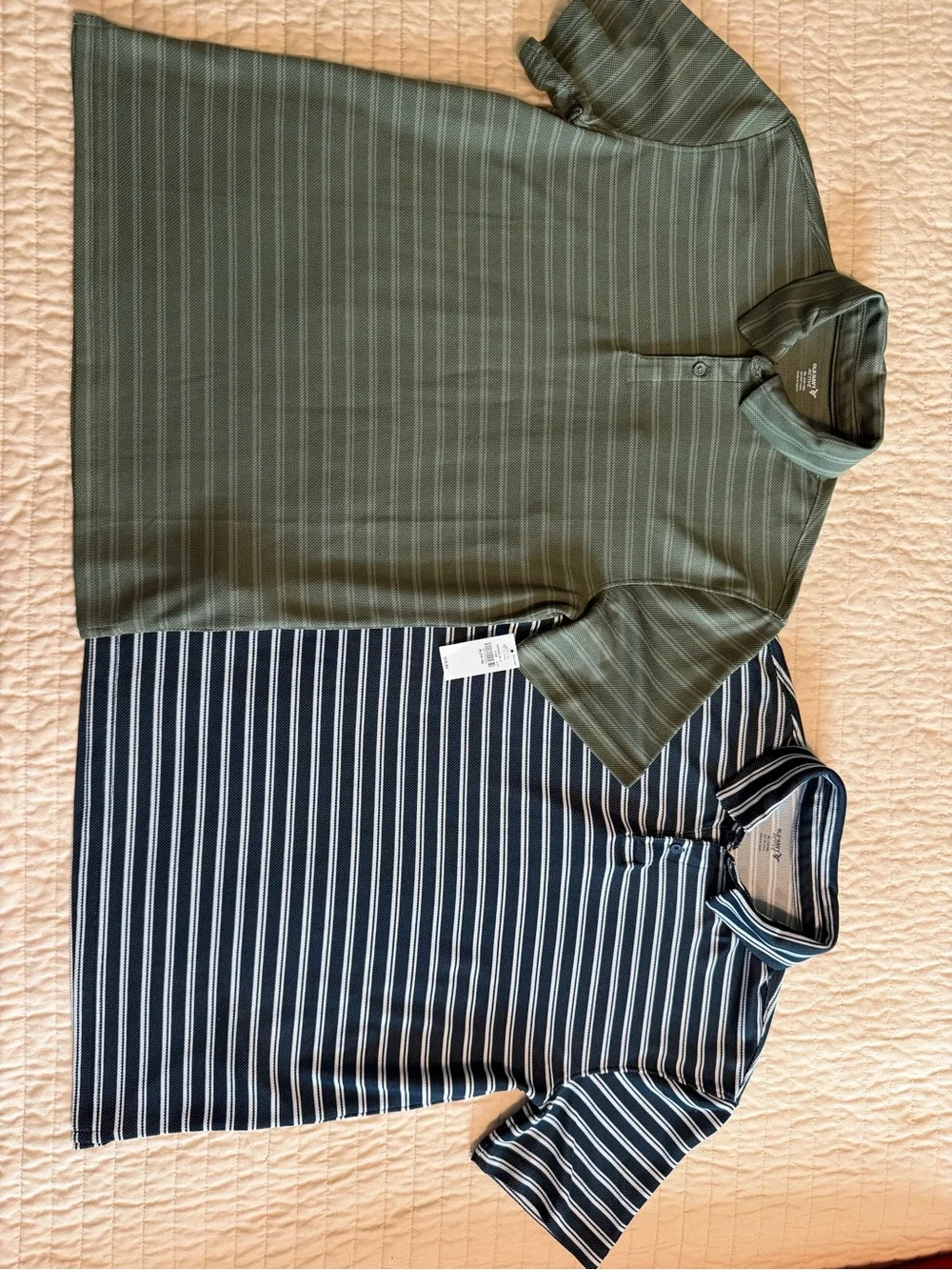 Old Navy Polo Tops in Olive Green and Navy Stripes
